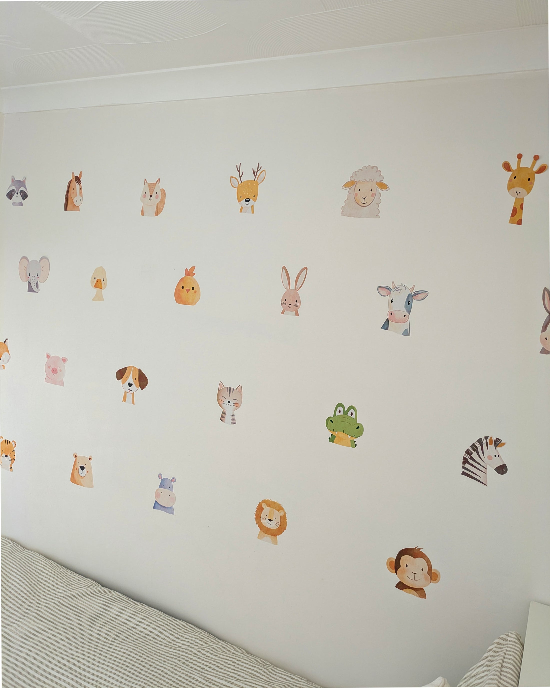Animal Character Wall Stickers – Cute Nursery Fabric Decals | Removable & Reusable