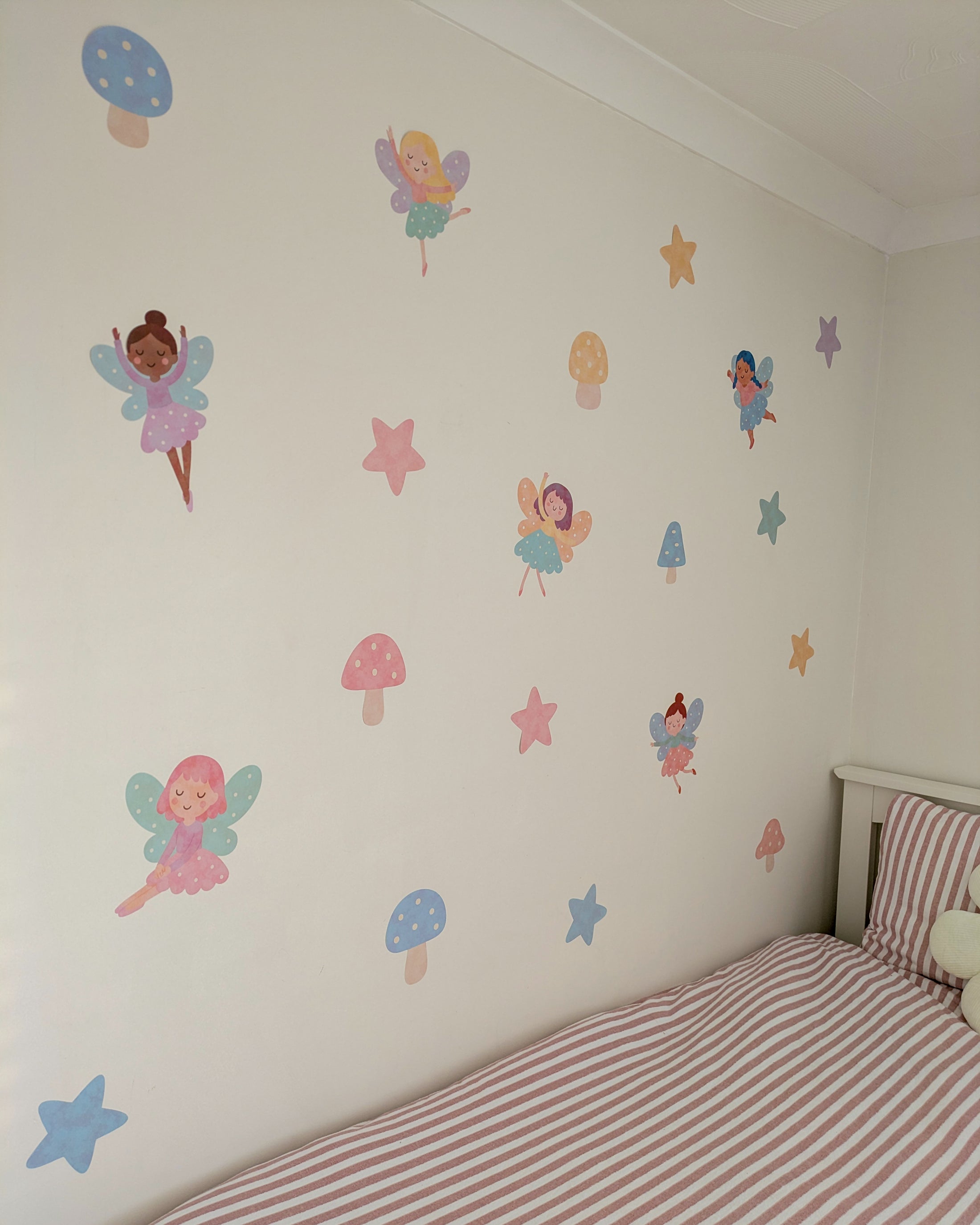 Fairy Wall Stickers – Pastel Removable Fabric Decals | Nursery & Bedroom Decor