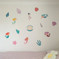 Load image into Gallery viewer, mermaid wall stickers above girls bed
