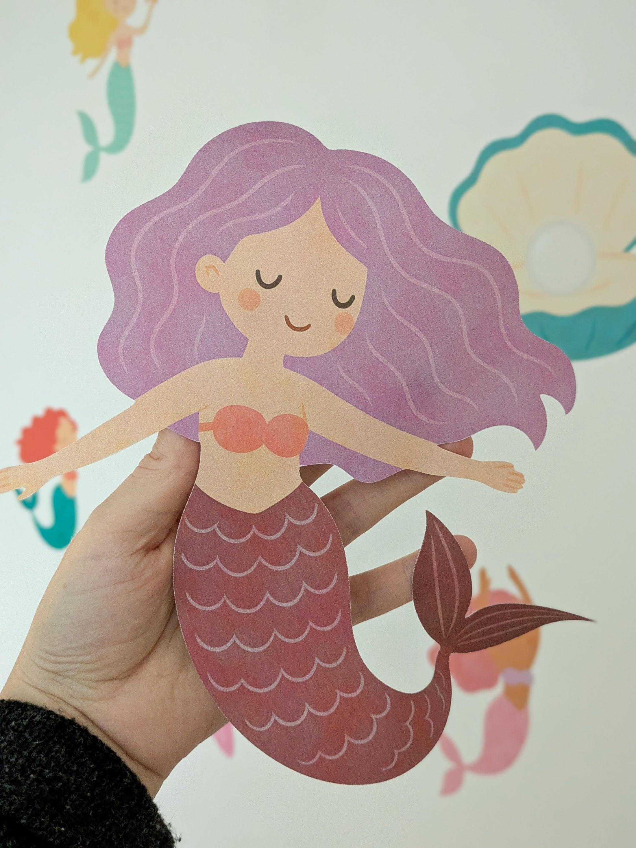 Mermaid Wall Stickers – Removable Fabric Underwater Decals | 15 Piece Set