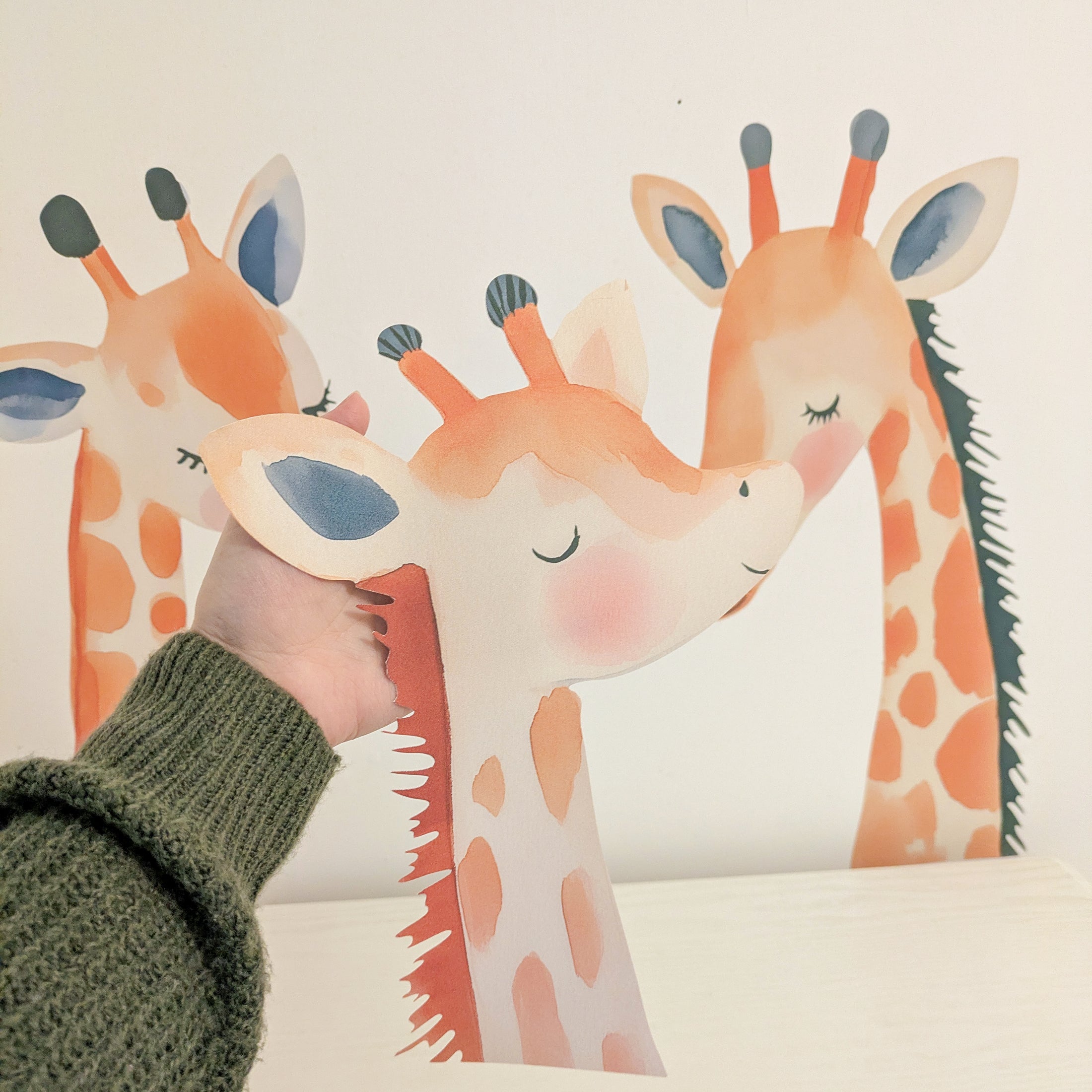 Giraffe Family Wall Stickers | Removable Fabric Nursery Decals – Set of 3