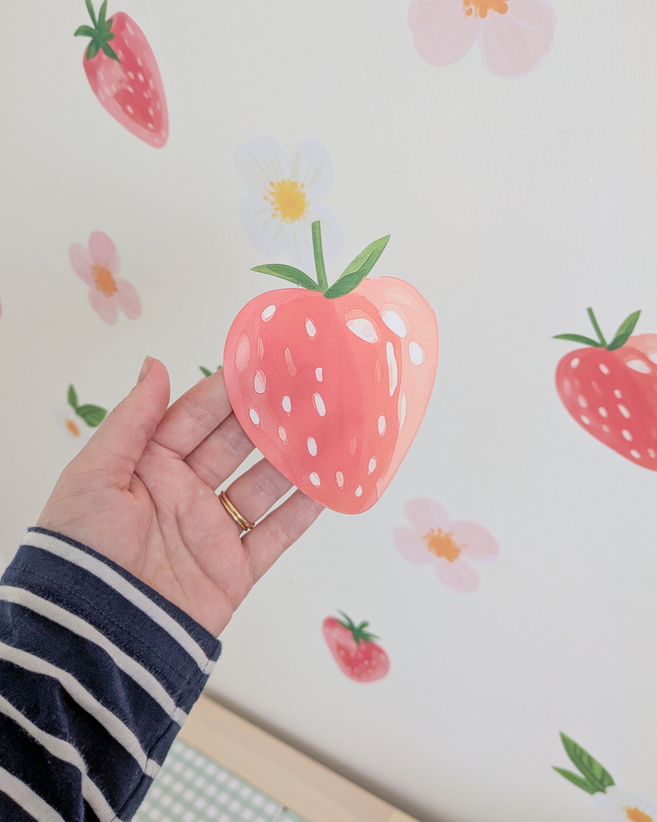 Premium Fabric Nursery Wall Stickers - Strawberries and Flowers