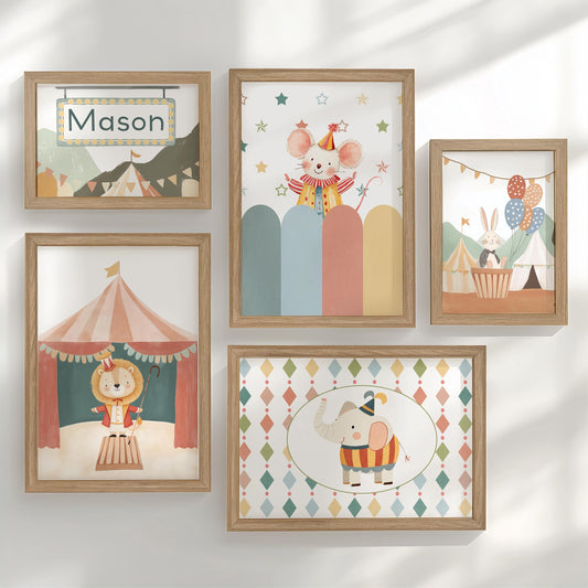 Circus Nursery Gallery Wall Art – Vintage Animal Prints