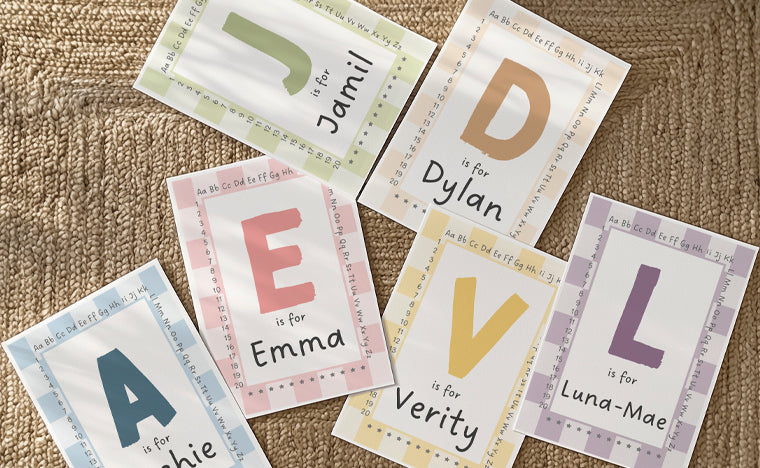 Personalised Educational Nursery Gallery Wall | Set of 5 Prints