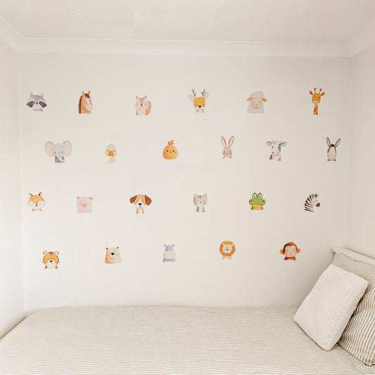 Animal Character Wall Stickers – Cute Nursery Fabric Decals | Removable & Reusable