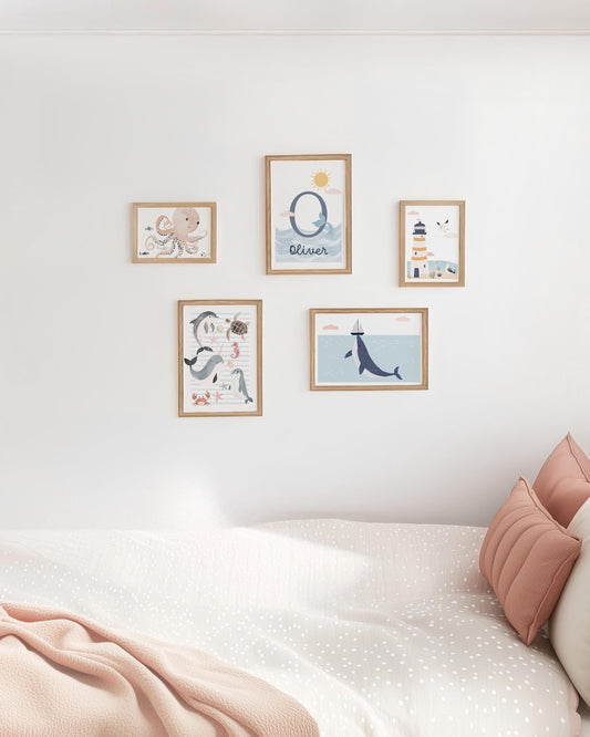 Sea Life Nursery Gallery Wall Set – Ocean Creatures Prints
