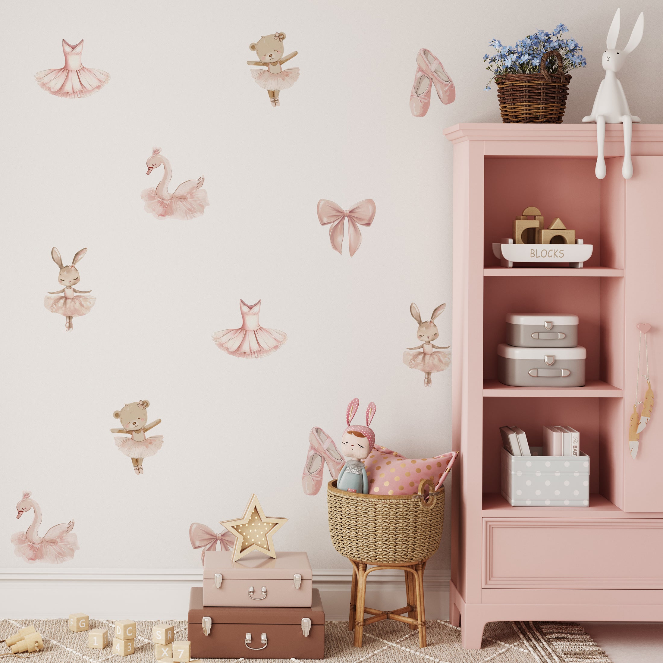 Premium Fabric Nursery Wall Stickers - Ballet Pink - RoseRowanDesign
