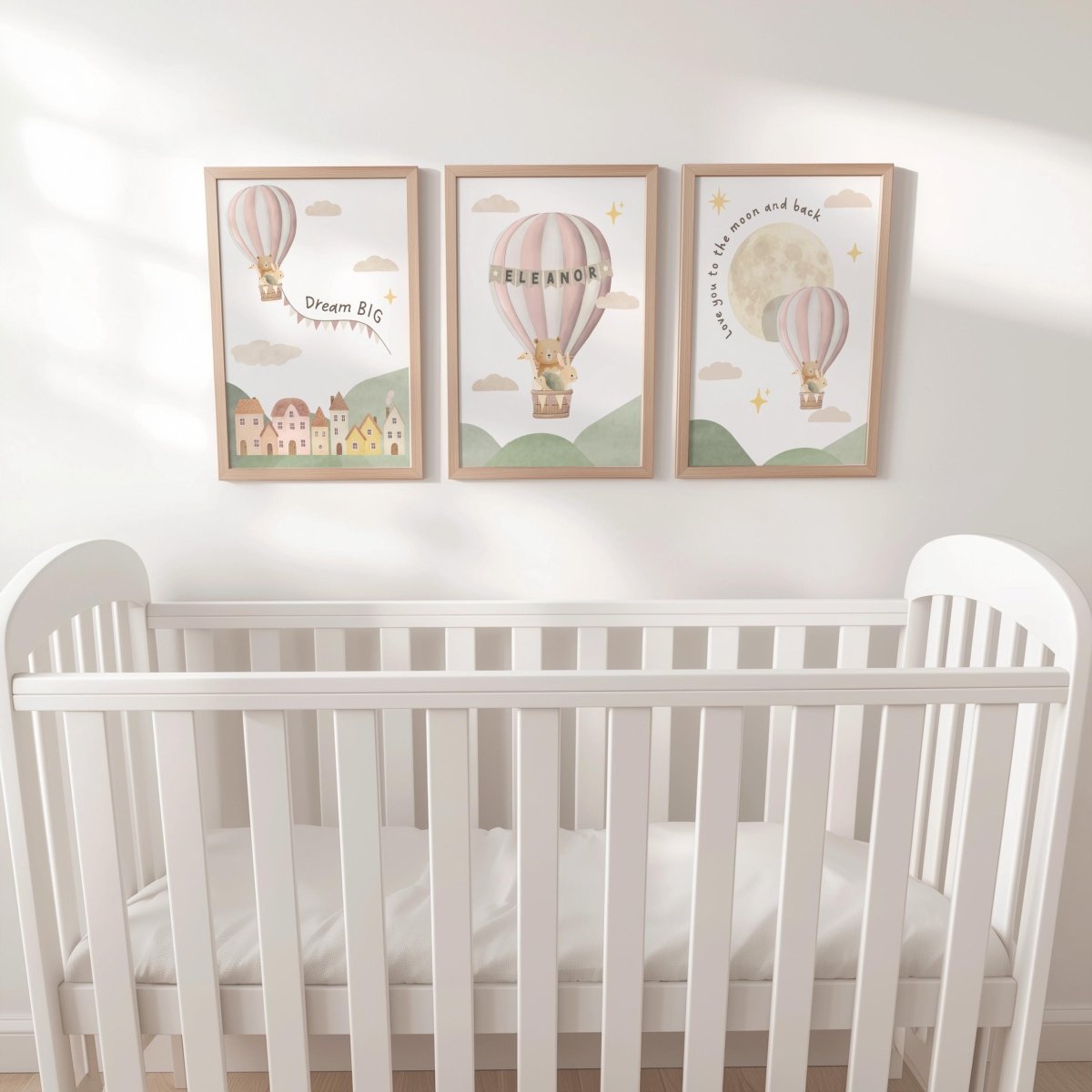 Balloon Adventure Print Set – Personalised Nursery Wall Art - RoseRowanDesign - 