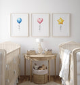 Load image into Gallery viewer, Balloon Nursery Wall Prints | Set of 3 | Gender Neutral Wall Art for Baby's Room - RoseRowanDesign - 

