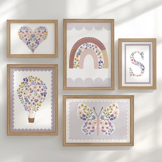 Wildflower Nursery Gallery Wall Art Set – Girls Floral Prints