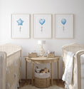 Load image into Gallery viewer, Blue Balloon Nursery Wall Art | Set of 3 | Boys Bedroom & Playroom Decor - RoseRowanDesign - 
