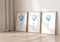 Load image into Gallery viewer, Blue Balloon Nursery Wall Art | Set of 3 | Boys Bedroom & Playroom Decor - RoseRowanDesign - 
