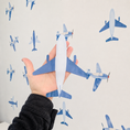 Load image into Gallery viewer, Watercolour Aeroplane Wall Stickers | 20 Blue Plane Nursery Wall Decals
