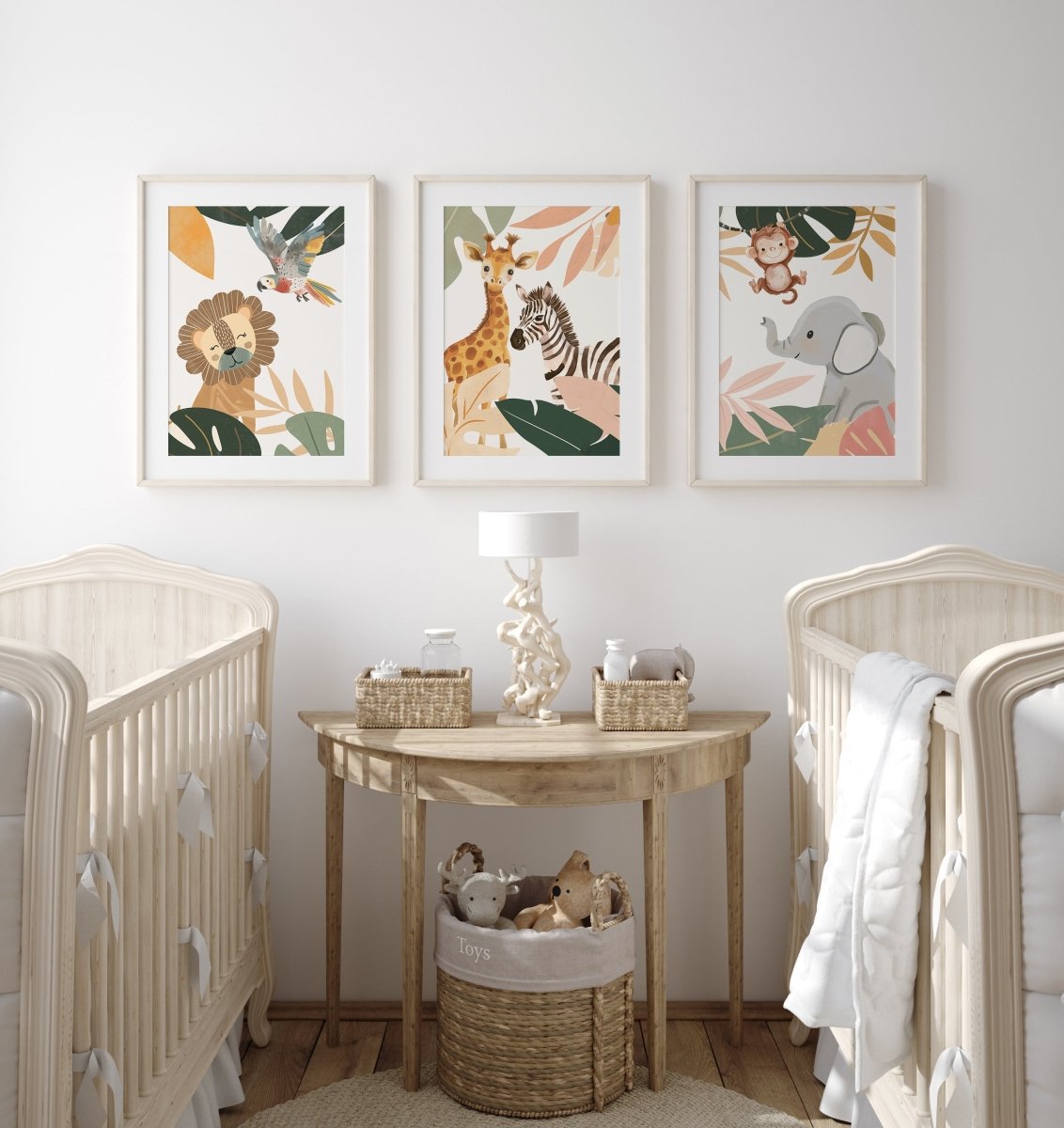 Botanical Safari Animals Nursery Wall Art | Set of 3 Prints - RoseRowanDesign - Wall Art