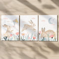 Load image into Gallery viewer, Bunny Nursery Wall Art Set - Woodland Rabbit Prints for Baby Girl Room Decor in Pastel Colors - RoseRowanDesign - 
