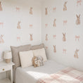 Load image into Gallery viewer, Premium Fabric Nursery Wall Stickers - Bunnies and Bows
