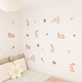 Load image into Gallery viewer, Premium Fabric Nursery Wall Stickers - Bunnies and Daisies
