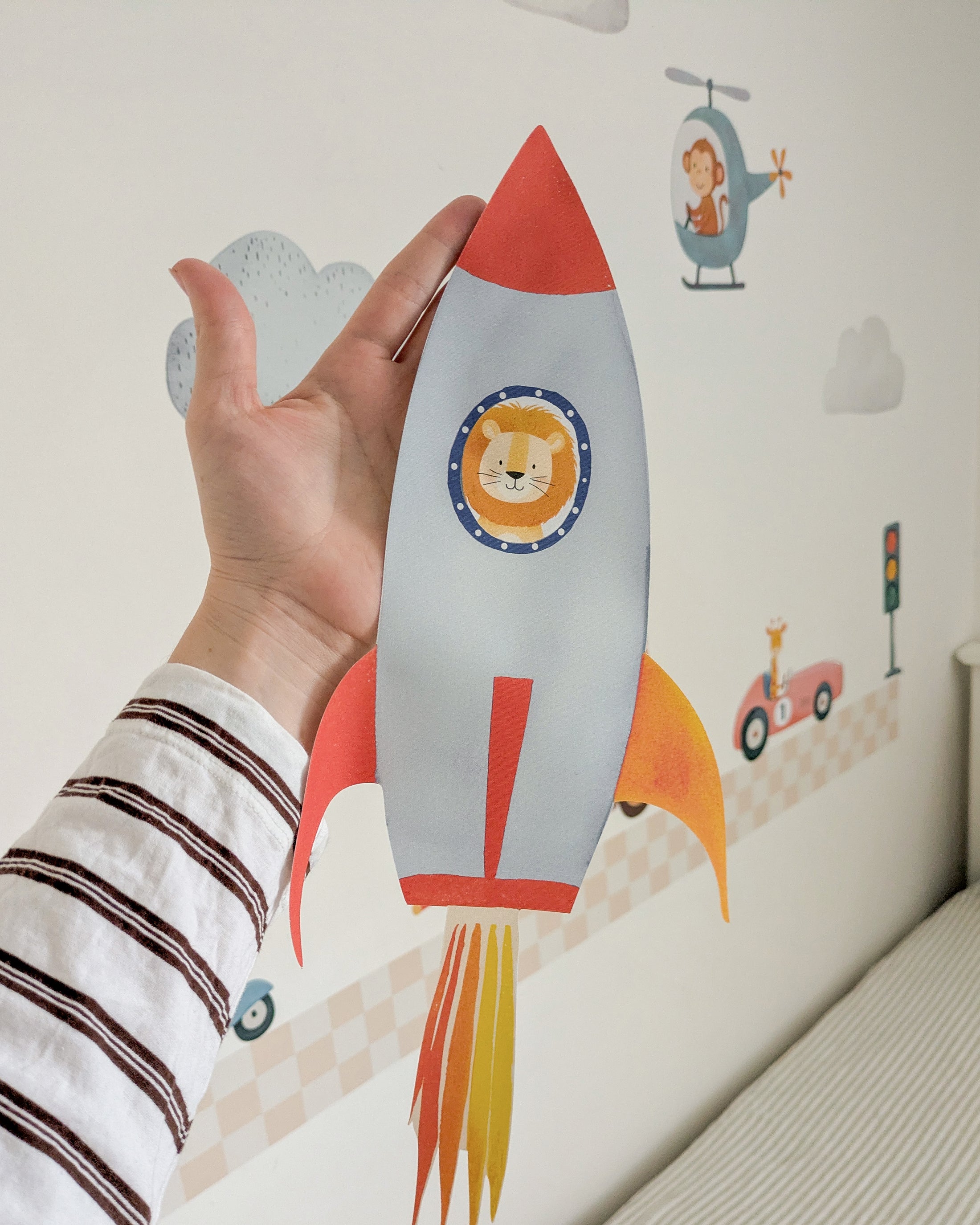 Animal Adventure Road Wall Stickers | Removable Fabric Nursery Scene Decals