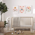 Load image into Gallery viewer, Butterflies and Flowers | Set of 3 Nursery Wall Art | Pink Butterfly Prints for Baby Girls Room - RoseRowanDesign - Wall Art
