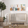 Load image into Gallery viewer, Carnival Safari Animals Nursery Wall Art | Set of 3 Prints | Personalised Name - RoseRowanDesign - Wall Art
