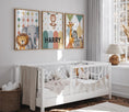 Load image into Gallery viewer, Carnival Safari Animals Nursery Wall Art | Set of 3 Prints | Personalised Name - RoseRowanDesign - Wall Art
