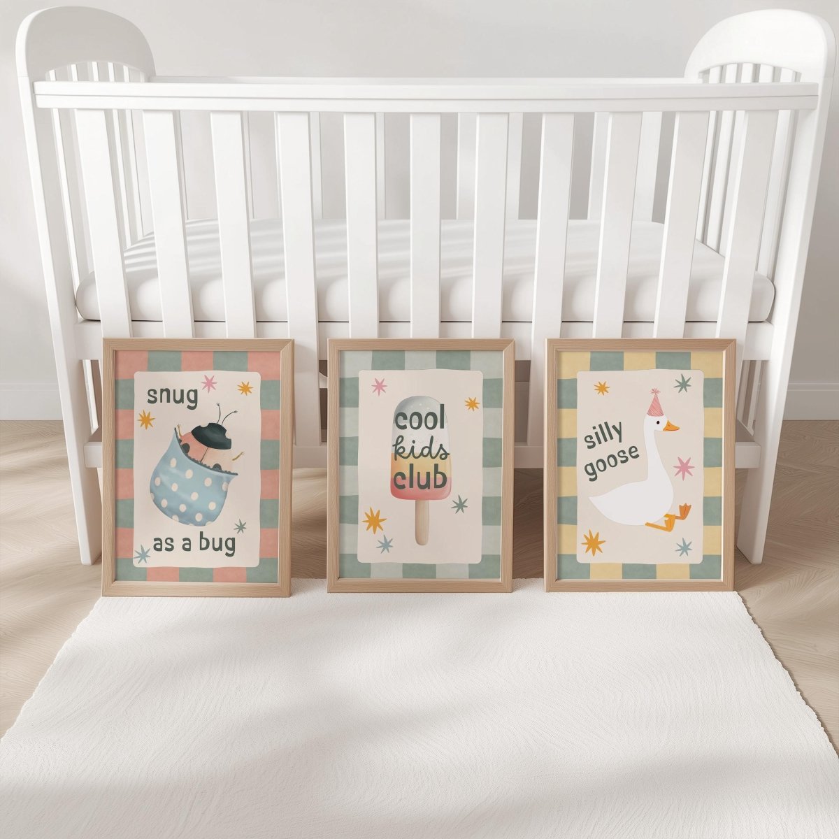 Checkerboard Nursery Print Set - Whimsical Kids Wall Art for Bedroom Playroom - RoseRowanDesign - 