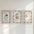Load image into Gallery viewer, Checkerboard Nursery Print Set - Whimsical Kids Wall Art for Bedroom Playroom - RoseRowanDesign - 
