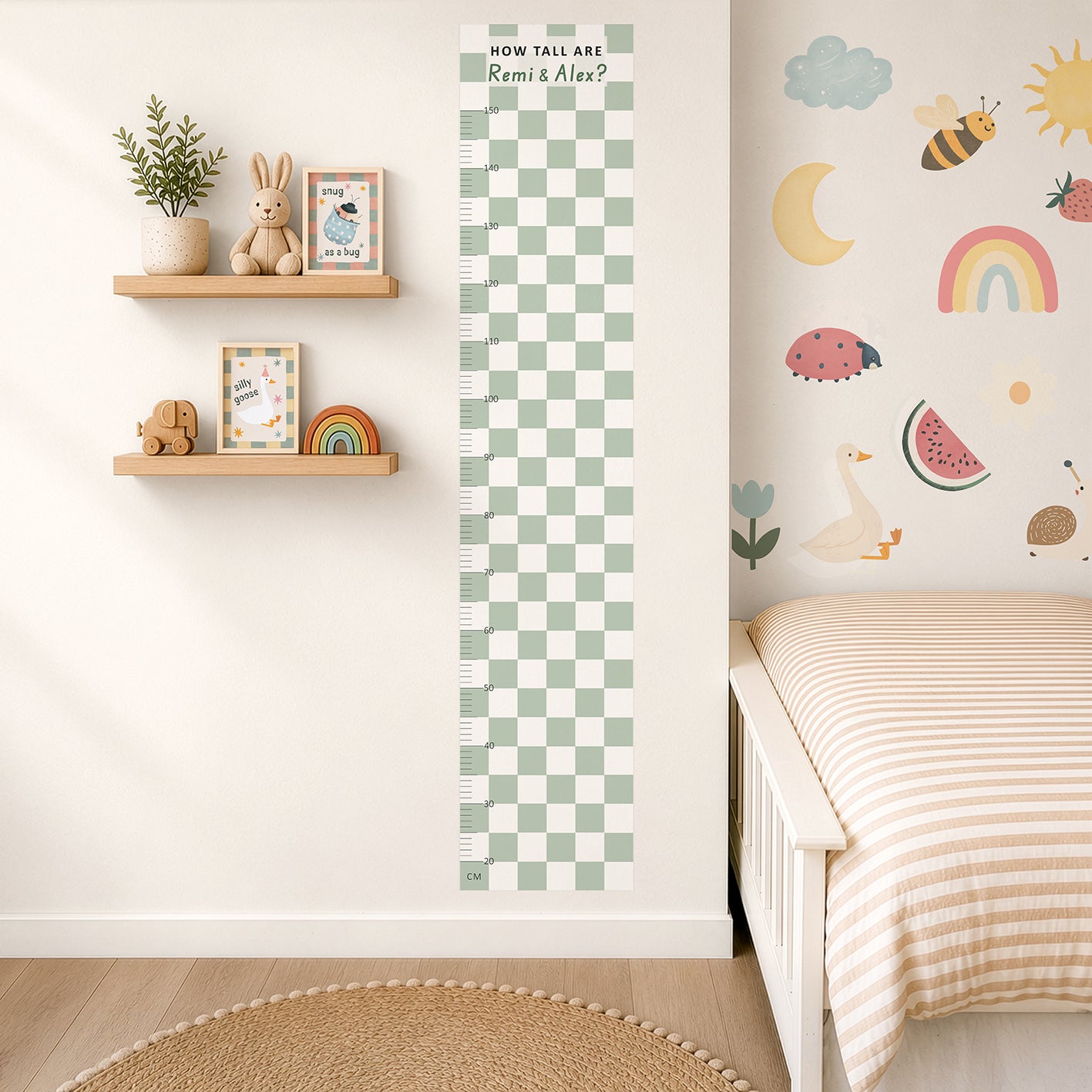 Personalised Children’s Height Chart Wall Sticker - Checker Board