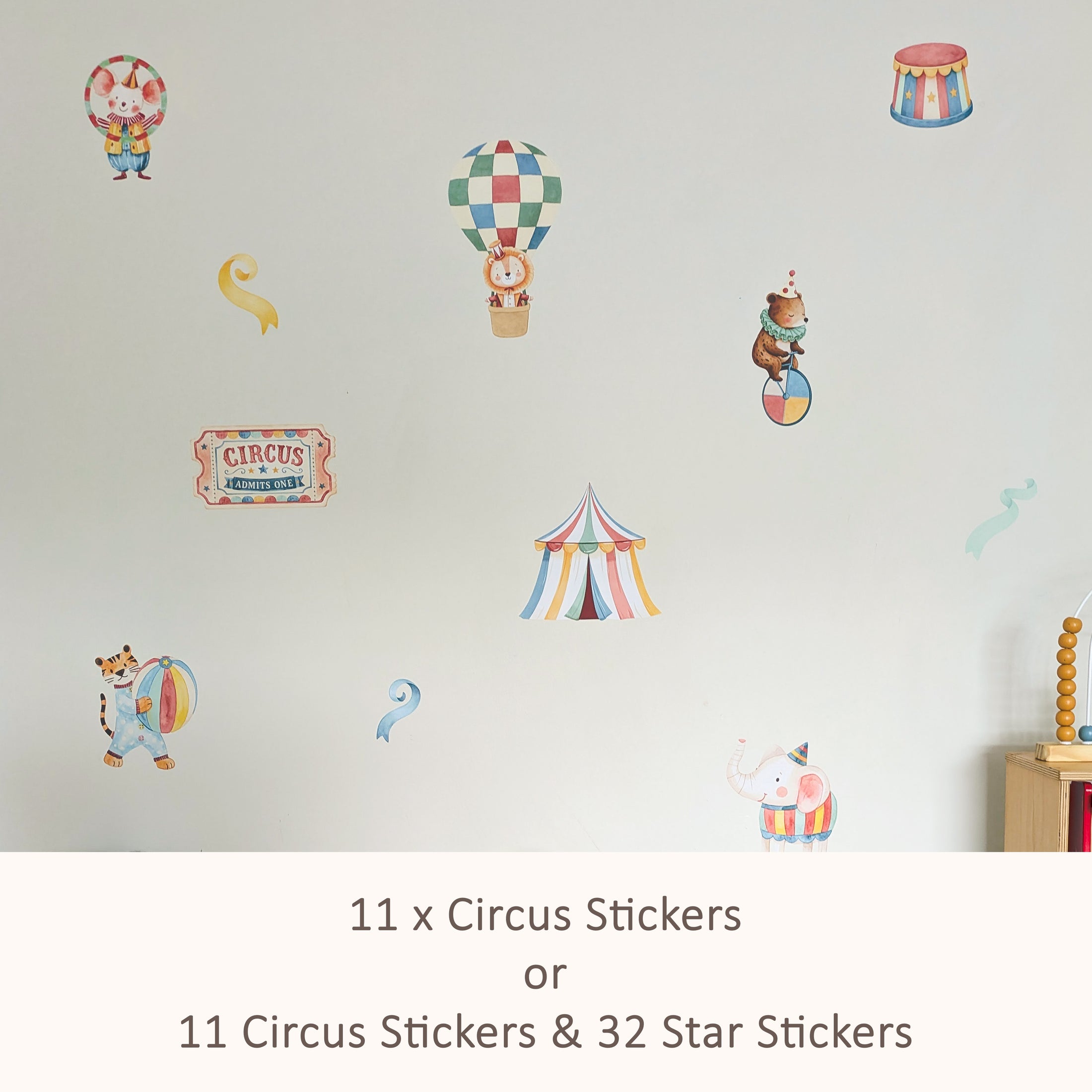 Circus Wall Stickers | Colourful Nursery Wall Decals Baby & Kids Room