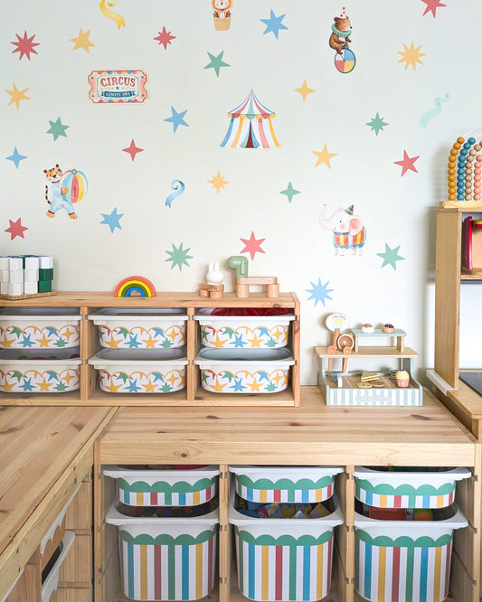 Scalloped Star Drawer Stickers for IKEA Trofast Storage Tub - Front Facing Decal - More Colours