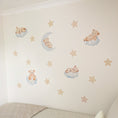 Load image into Gallery viewer, Sleeping Bear & Stars Wall Stickers | Removable Fabric Nursery Decals
