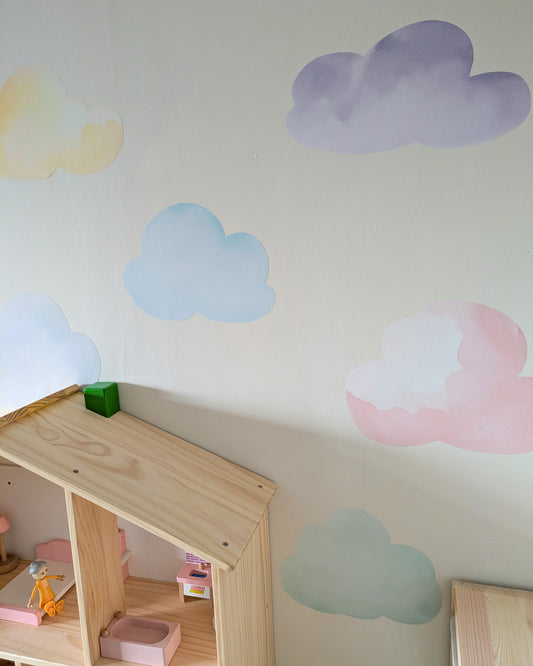 Pastel Cloud Wall Decals – Removable Nursery Stickers for Baby & Kids Room