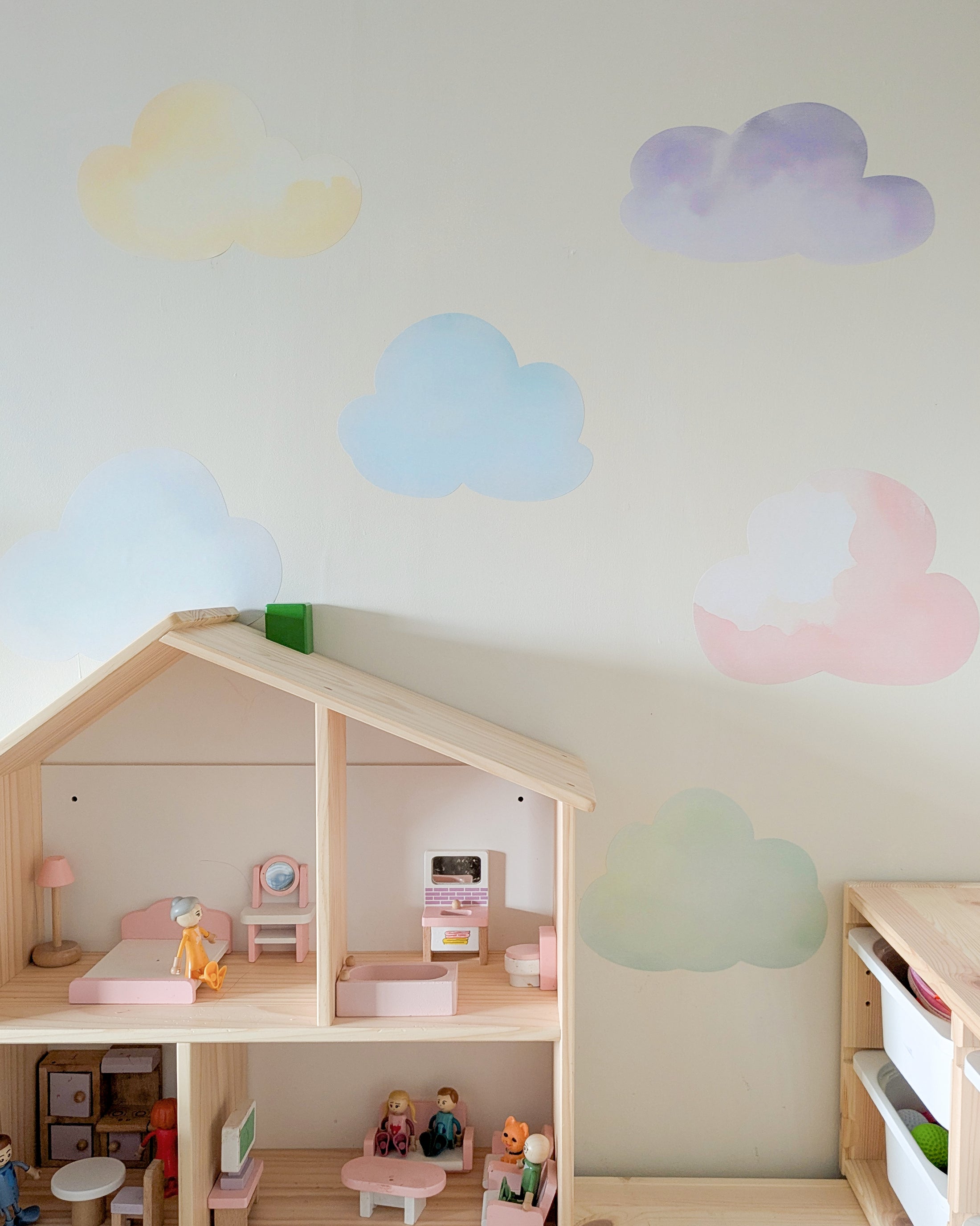 Pastel Cloud Wall Decals – Removable Nursery Stickers for Baby & Kids Room