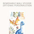 Load image into Gallery viewer, Personalised Children’s Height Chart Wall Sticker - Dinosaur
