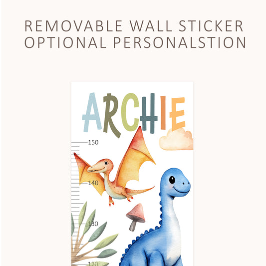Personalised Children’s Height Chart Wall Sticker - Dinosaur