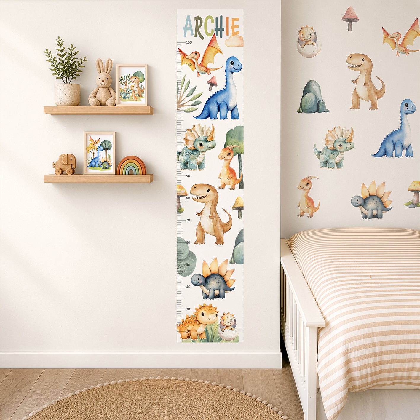 Personalised Children’s Height Chart Wall Sticker - Dinosaur