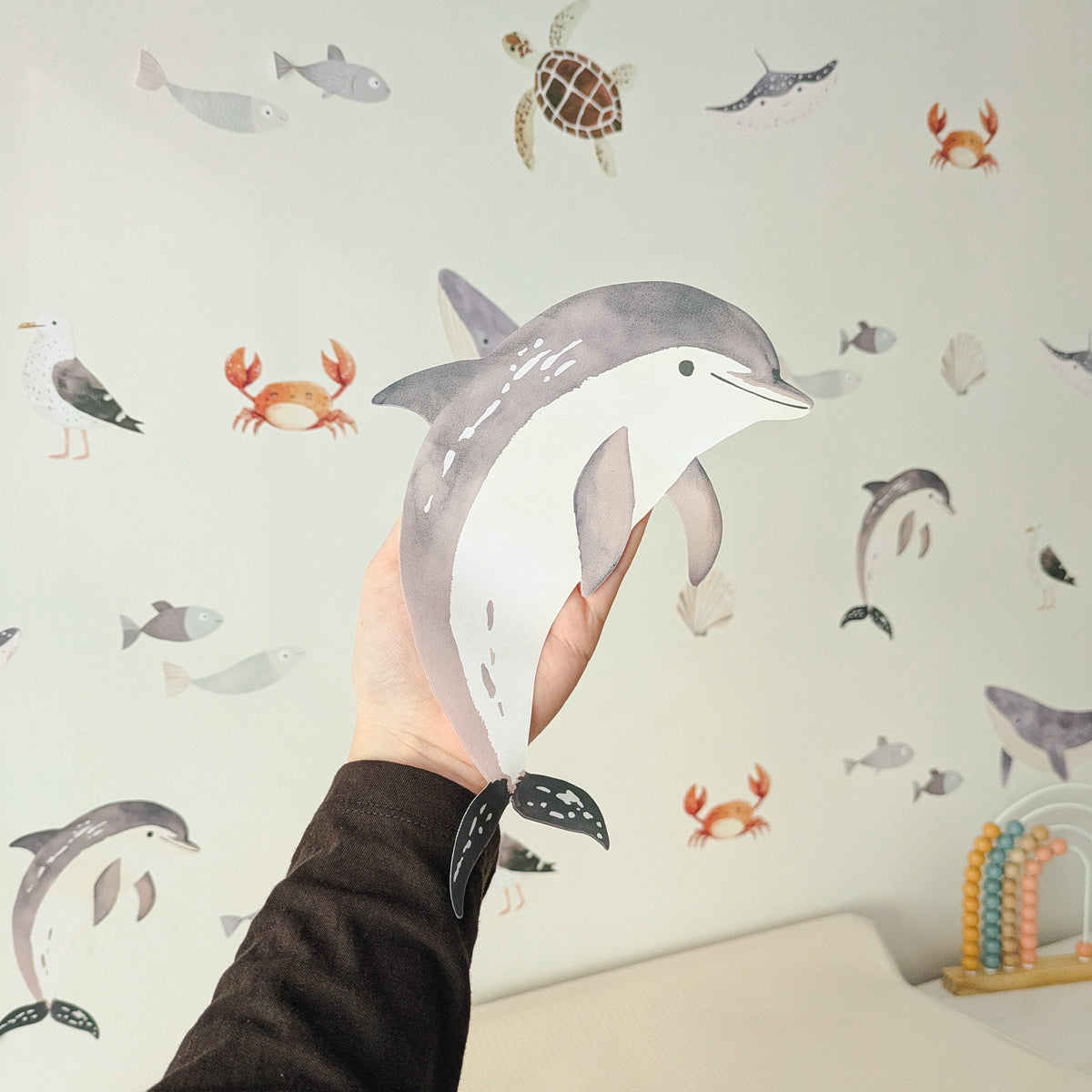 Close-up of a dolphin fabric wall sticker