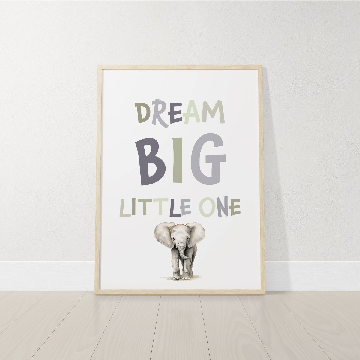 Dream Big Safari Animals, Rainbow and Hot Air Balloon | Green | Set of 3 Nursery Prints - RoseRowanDesign - 