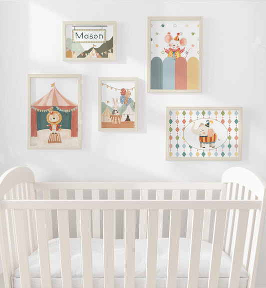 Circus Nursery Gallery Wall Art – Vintage Animal Prints