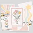 Load image into Gallery viewer, Pastel Nursery Gallery Wall Art – Tulips, Dove & Butterflies
