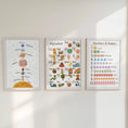 Load image into Gallery viewer, Educational Nursery Prints Set - Solar System Alphabet Numbers Shapes Wall Art for Kids - RoseRowanDesign - 
