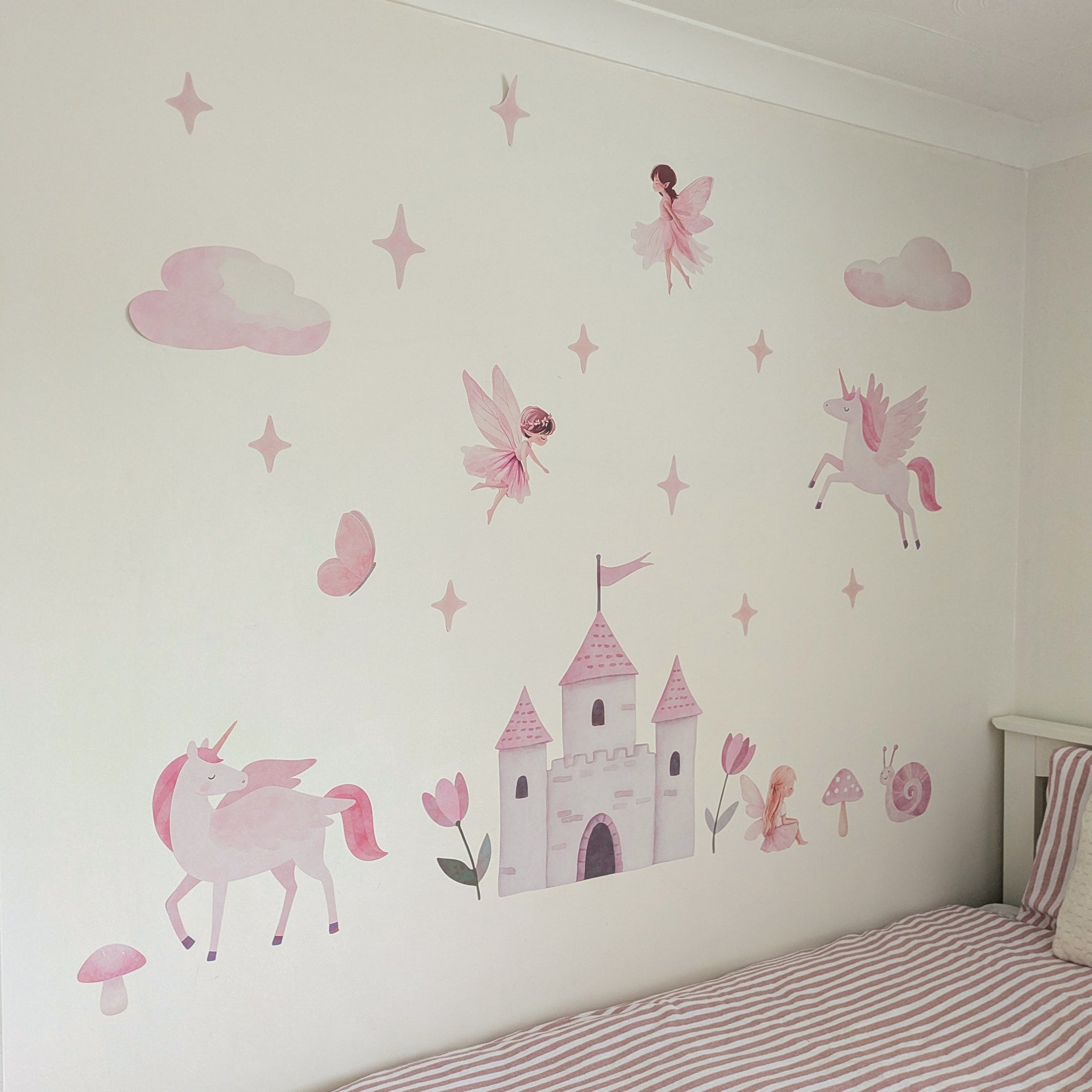 Fairy & Unicorn Castle Wall Stickers – Removable Nursery Decals