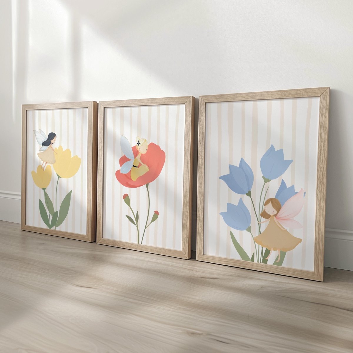 Fairy Floral Nursery Art Set - Whimsical Wall Prints for Girls Bedroom Playroom Decor - RoseRowanDesign - 