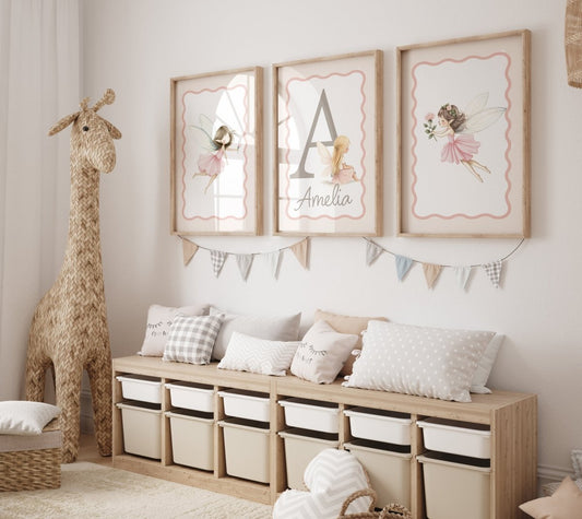 Fairy Personalised | Set of 3 Prints | Girls bedroom - RoseRowanDesign - Wall Art