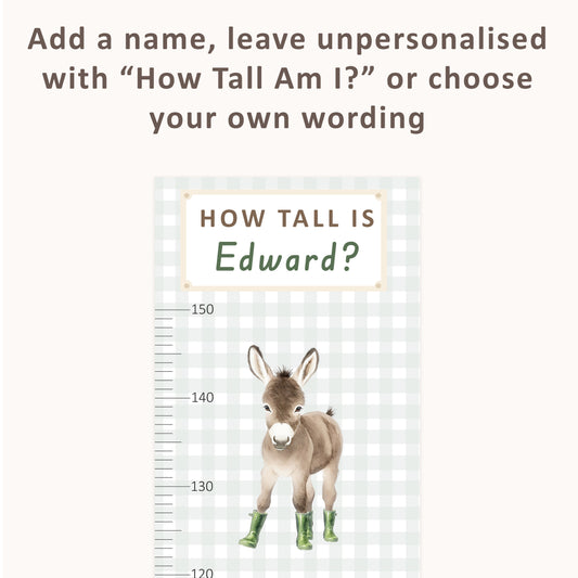 Personalised Children’s Height Chart Wall Sticker - Farm