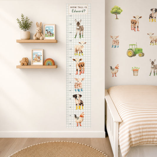 Personalised Children’s Height Chart Wall Sticker - Farm