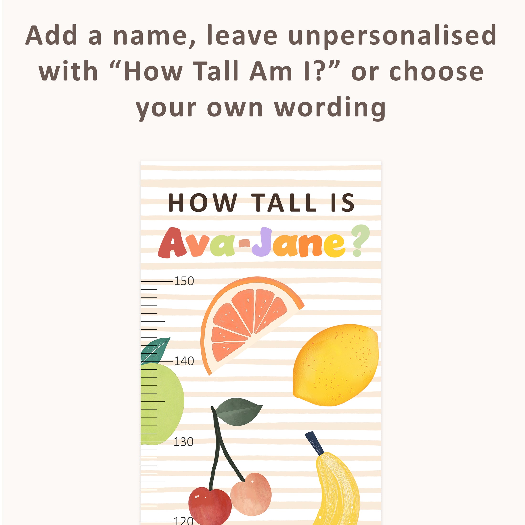 Personalised Children’s Height Chart Wall Sticker - Fruit