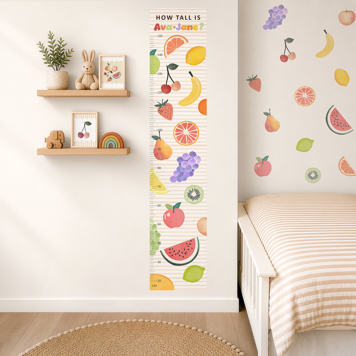Personalised Children’s Height Chart Wall Sticker - Fruit