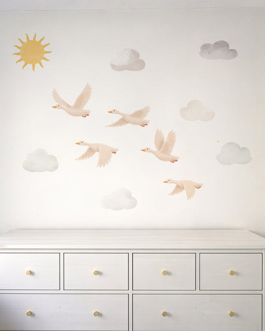 Flying Geese Wall Stickers | Neutral Nursery Wall Decals | Goose Wall Art for Baby & Kids Room