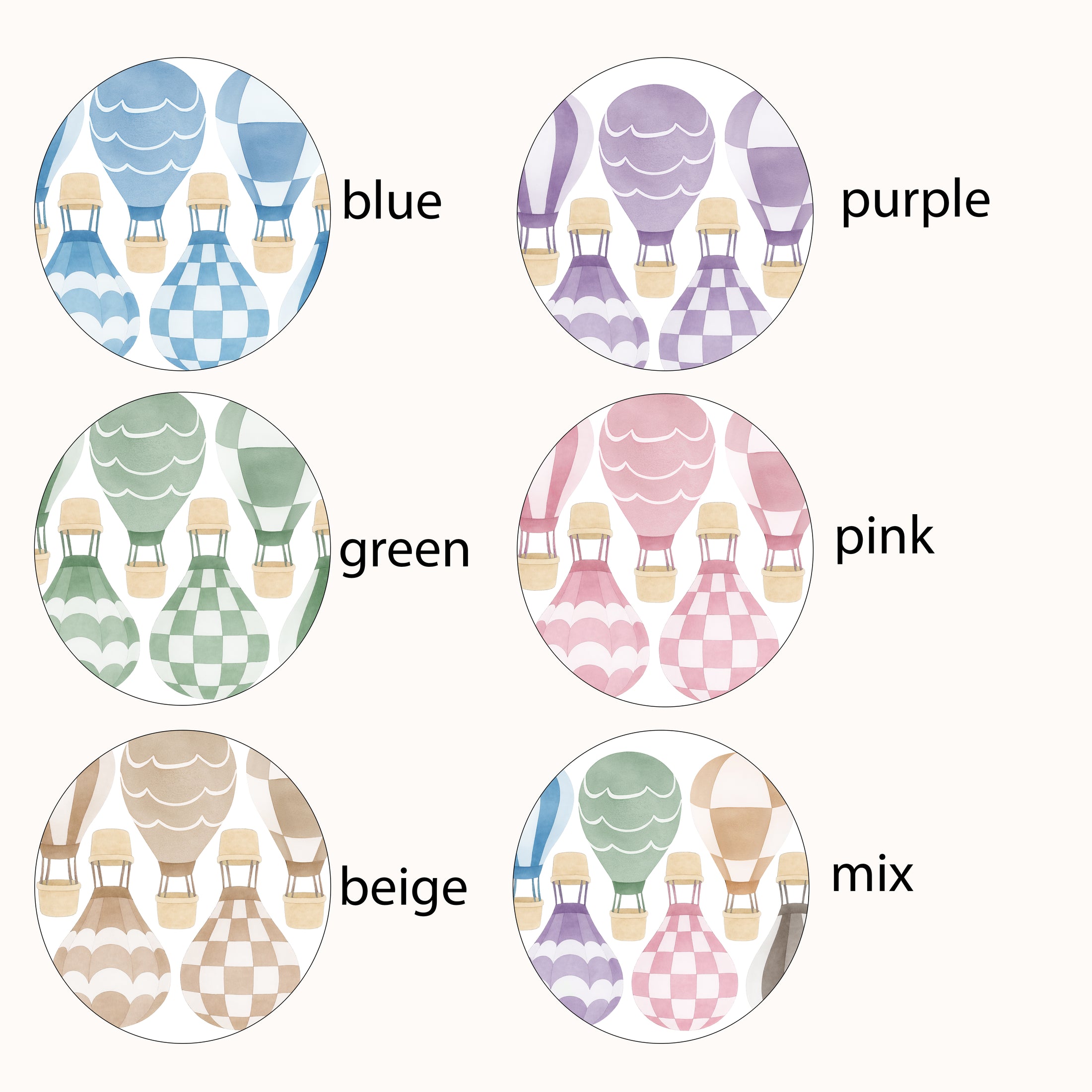 Hot Air Balloon Wall Stickers  Pastel Nursery Decals | Available in 6 Colourways
